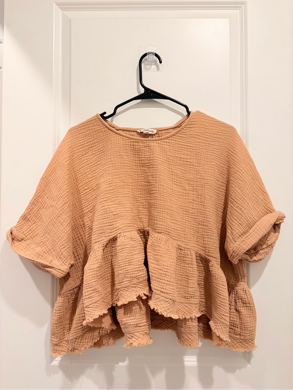 Muslin Ruffle Boxy Peplum Top